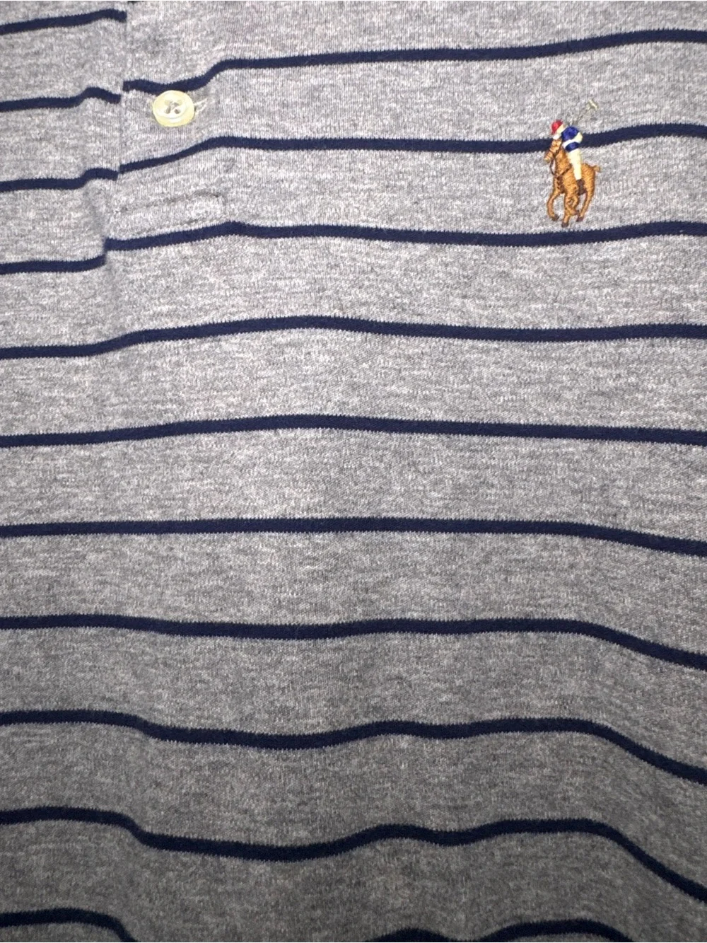 Polo by Ralph Lauren Grey Polo with Navy Stripes
